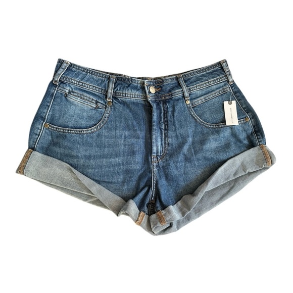 Pilcro Anthropologie Denim Shorts Size 31 NWT Blue Bandits Jeans Cuffed Summer - Picture 1 of 6